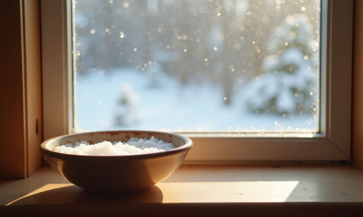 A bowl of salt water by the window in winter: this simple trick works just as well as foil in summer