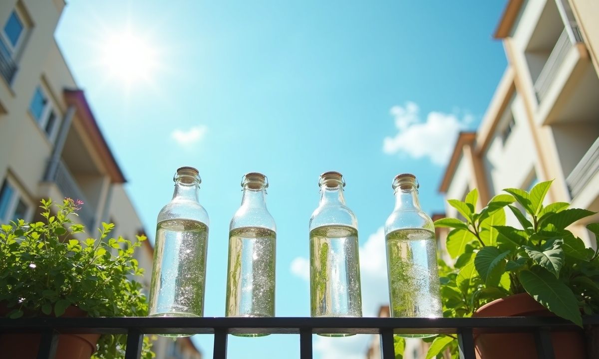 Hanging bottles with water and vinegar on a balcony: why people recommend it and what it’s for